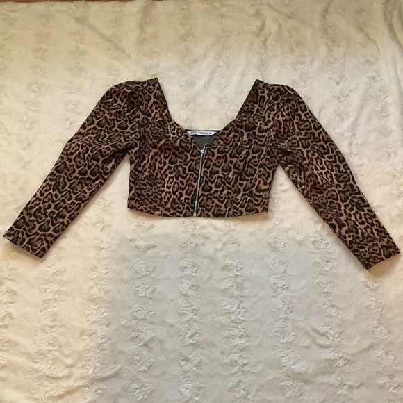 ZARA ANIMAL PRINT CROP TOP - Picture 3 of 5